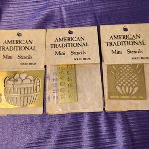 Three American Traditional Solid Brass Mini Stencils
